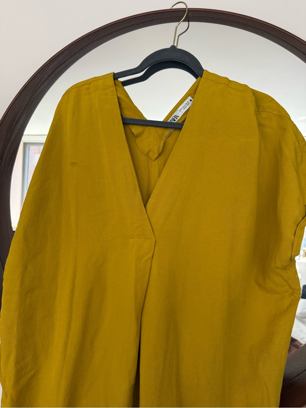 Zara chartreuse Yellow Linen-Blend tunic dress - Picture 2 of 4